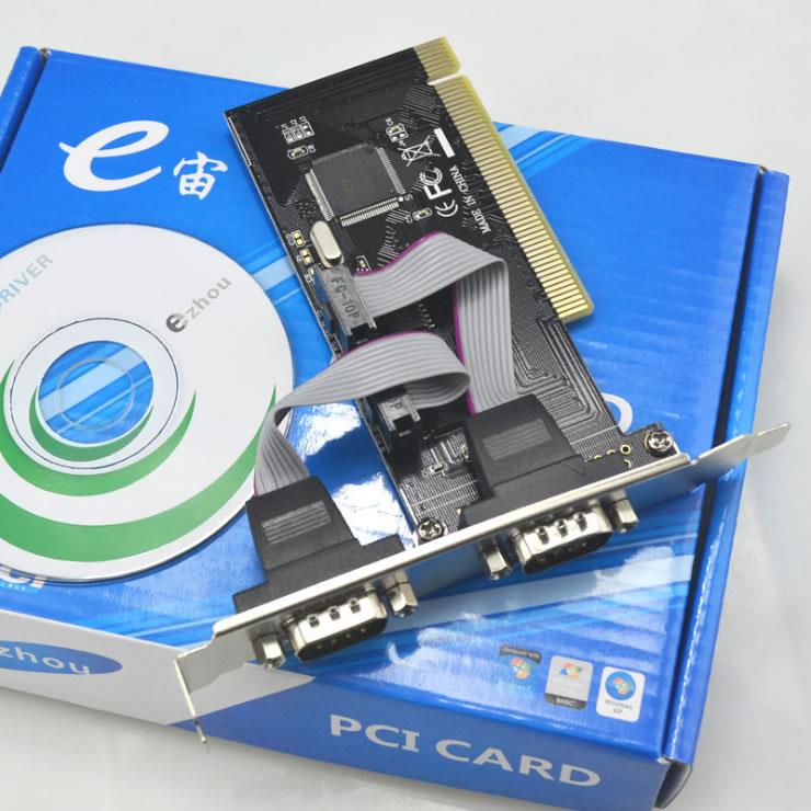 PCI转串口卡2口RS232扩展台式机9针COM工控机串口卡支持刻字机