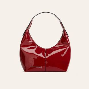 小众时尚手提质感包包包手挽女包2025新款亮面月牙漆皮腋下包