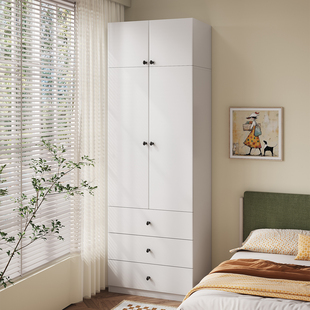 简约现代钢制衣柜卧室大容量储物柜抽屉收纳柜55cm深儿童家用衣橱