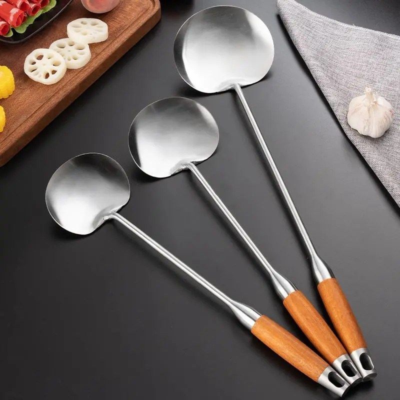 大炒勺锅铲家用不锈钢木柄t铲勺长柄商用加厚炒铲勺贵州扁形炒菜,厨房/烹饪用具,锅铲,淘宝优惠券,粉丝福利购,淘宝优惠卷