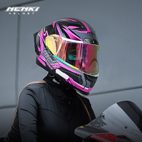 NENKI摩托车头盔男女士四季骑行防晒双镜片大尾翼机车全盔3c认证