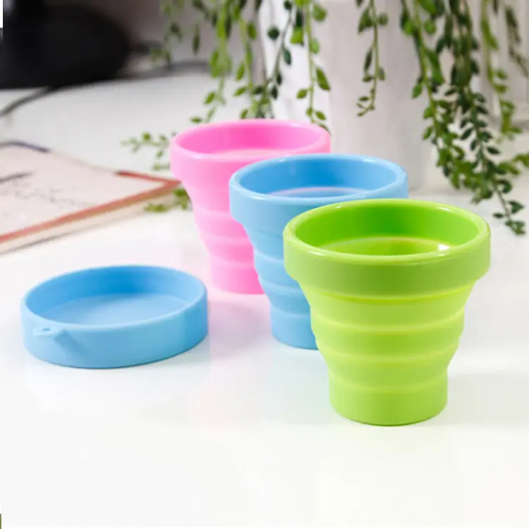 糖果色式旅行硅胶折叠杯户外运动伸缩漱口杯