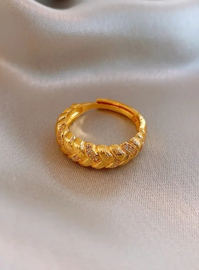 法式轻奢锆石条纹戒指简约时尚百搭食指戒小众气质高级感手饰