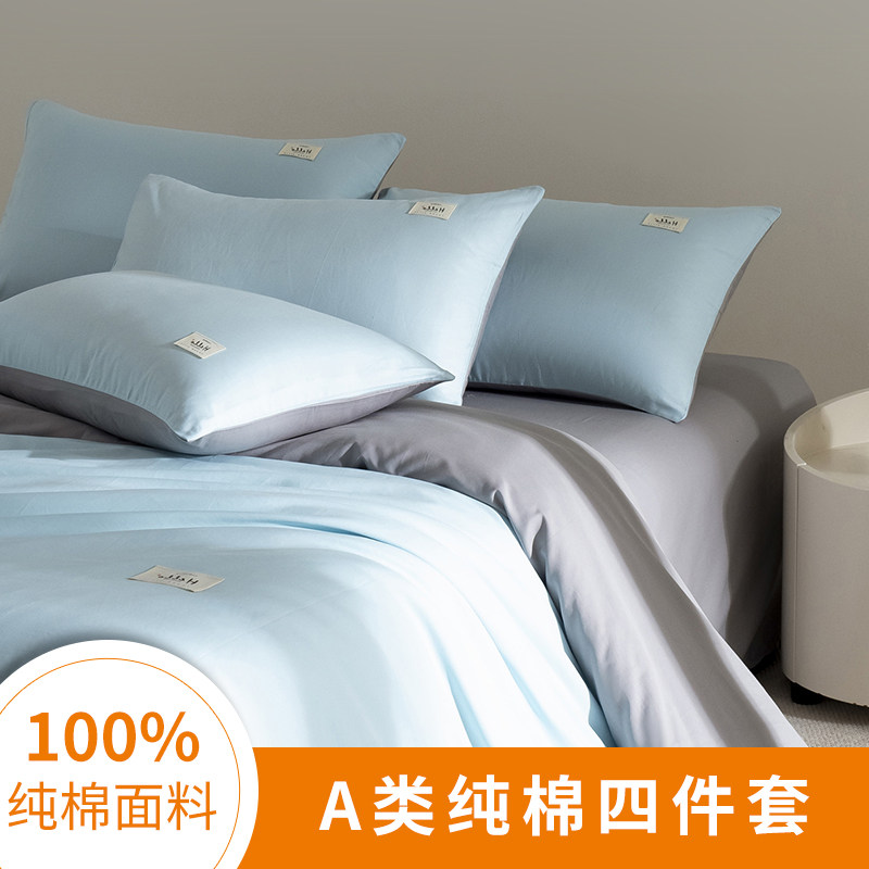 全棉纯棉100套件床上用品四件套春夏床单被套床笠被罩