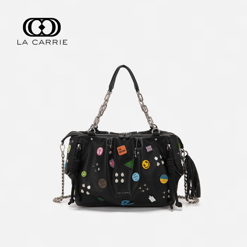 意大利La Carrie国际轻奢品牌托特包设计师徽章包真皮腋下单肩包
