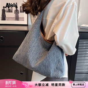 阿贝莉女士2026新款包水桶包大容量帆布单肩包bags上班通勤手提包