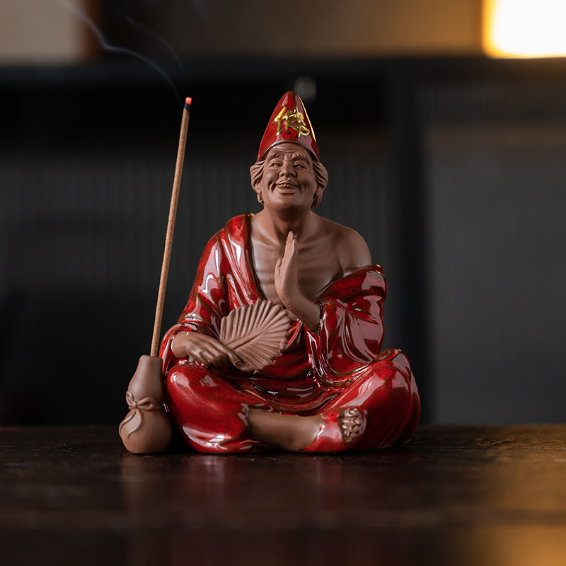 济公活佛陶瓷佛像降龙罗汉禅意摆件家居茶室桌面博古架装饰摆设