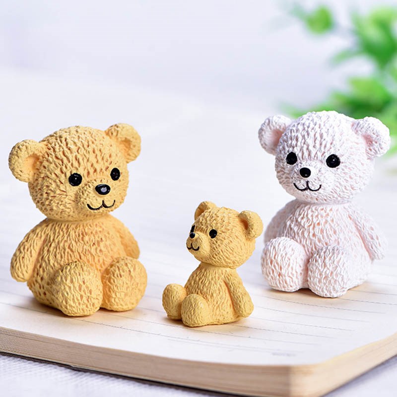 微景观diy盆景小饰品创意塑料可爱小动物摆件迷你pvc小熊蛋糕装饰