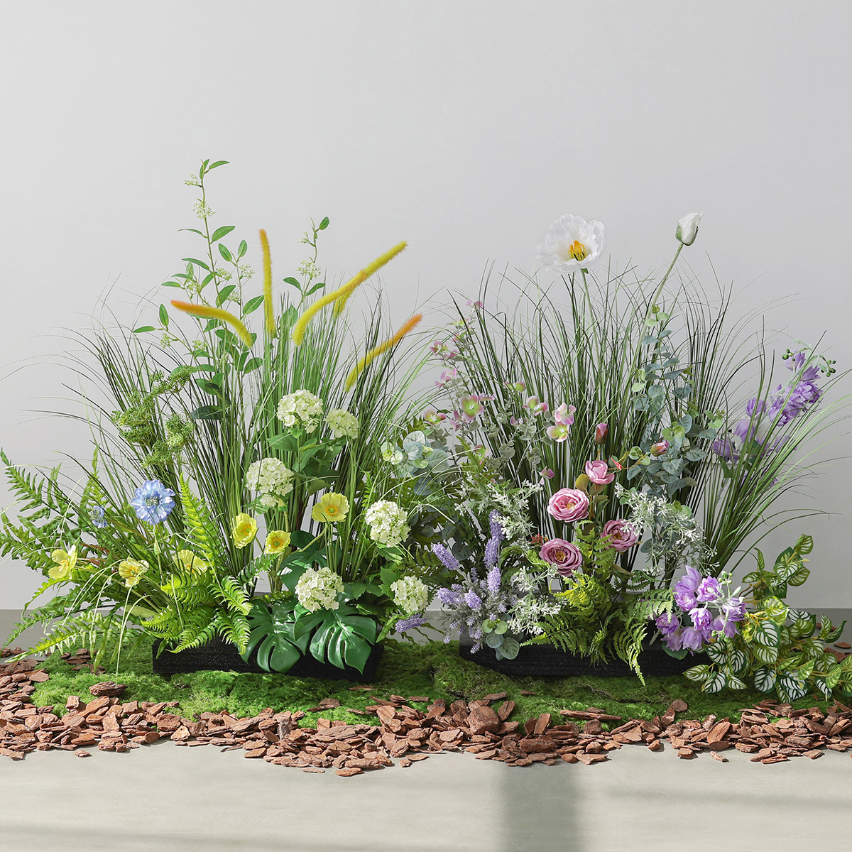 仿真绿植组合室内造景观植物花槽箱酒店橱窗软装仿生草丛芦苇布置