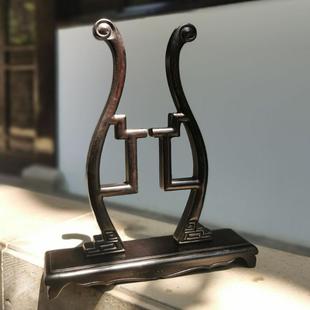 老阊门刺绣团扇宫扇紫光檀黑檀木扇架底座扇子圆扇架子支架复古扇