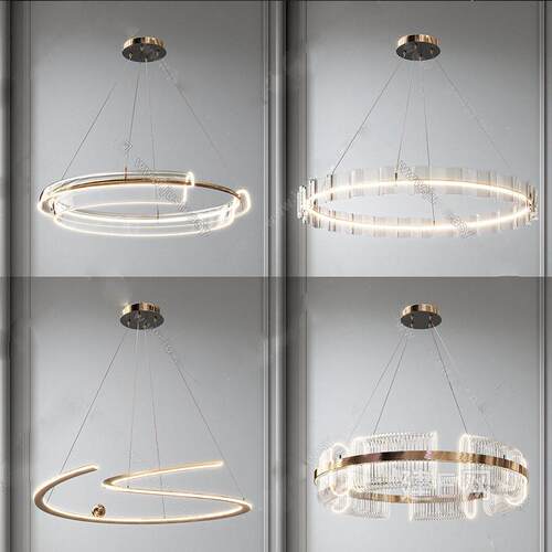 中山工厂直销极简后现意式客厅LED圆环吊灯北欧极简简约大气餐