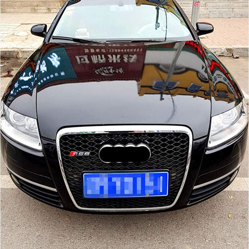 适用奥迪A6L改装RS6中网05060708091011款a6l老C6蜂窝格栅r前脸