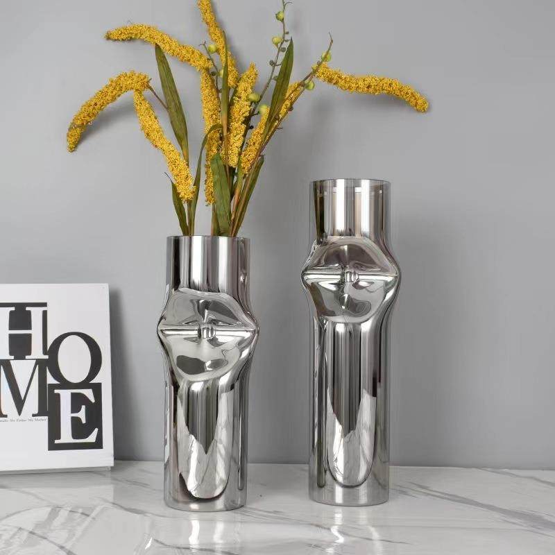 现代轻奢玻璃夹扁花瓶花器桌面摆件客厅餐厅样板间家居现代简约,纺织面料/辅料/配套,纺织机械配件,淘宝优惠券,粉丝福利购,淘宝优惠卷