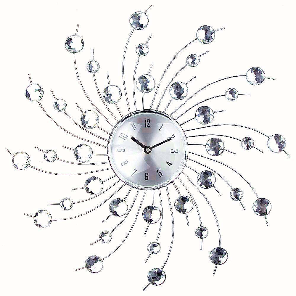 欧式银色水晶创意钟表客厅简约时尚挂钟轻奢时钟挂墙家用挂表