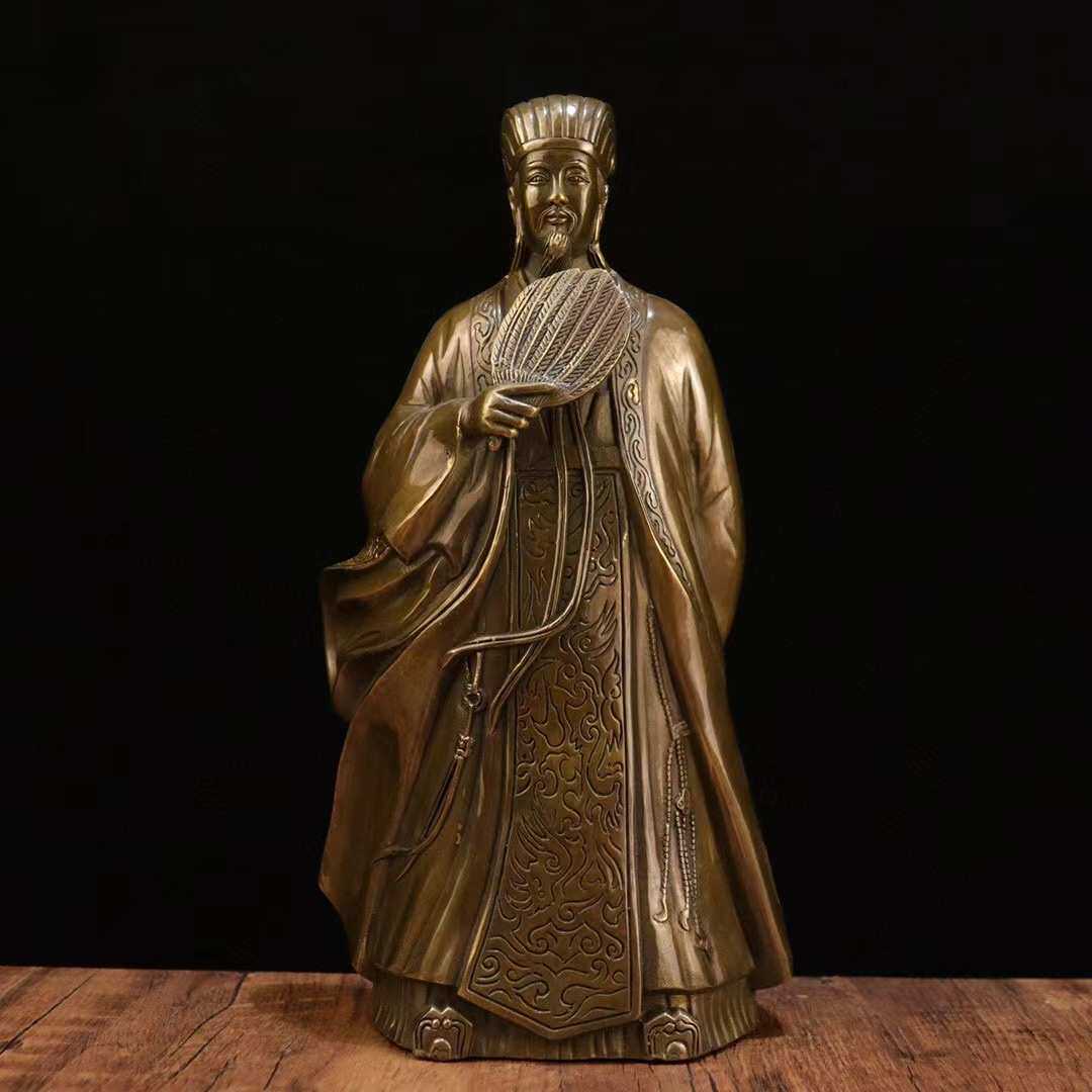 仿铜诸葛亮摆件卧龙先生诸葛孔明铜像家居客厅店铺书房工艺品摆饰