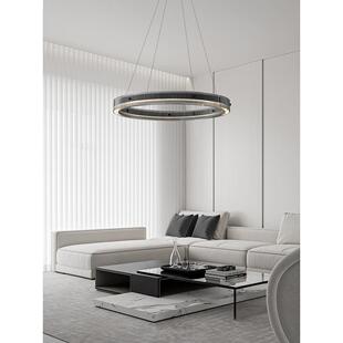 轻奢客厅吊灯极简现代简约黑色设计感上下发光餐厅圆环卧室灯