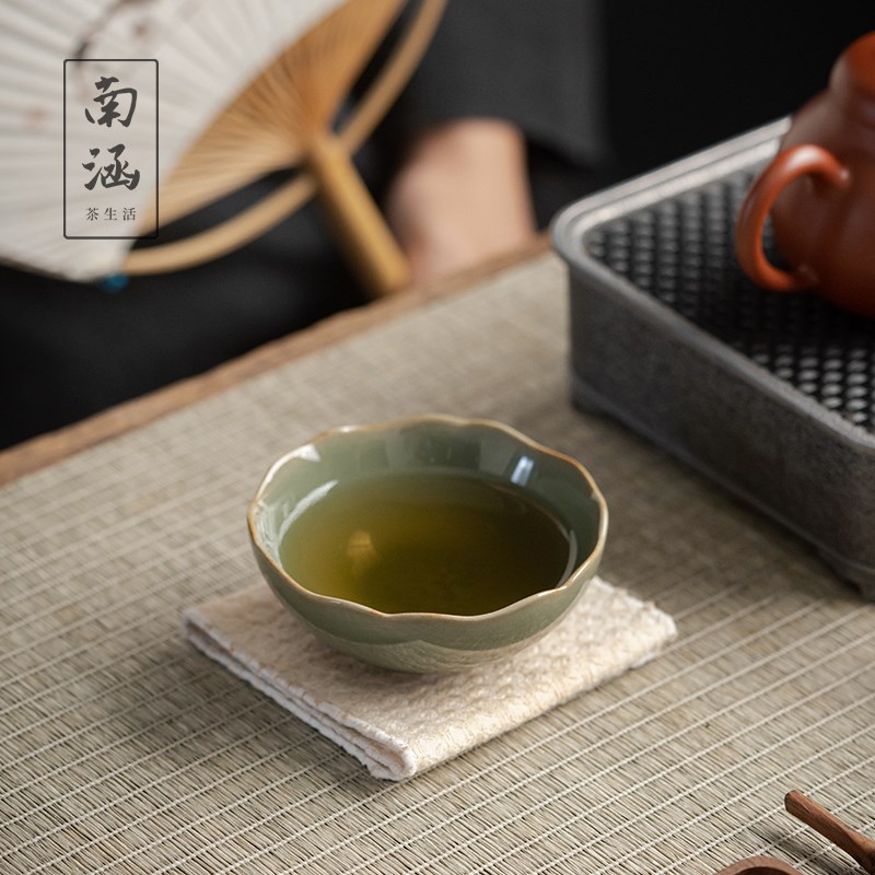 南涵云秋越窑青瓷茶杯个人女专用高档主人杯家用禅意普洱小品茗杯