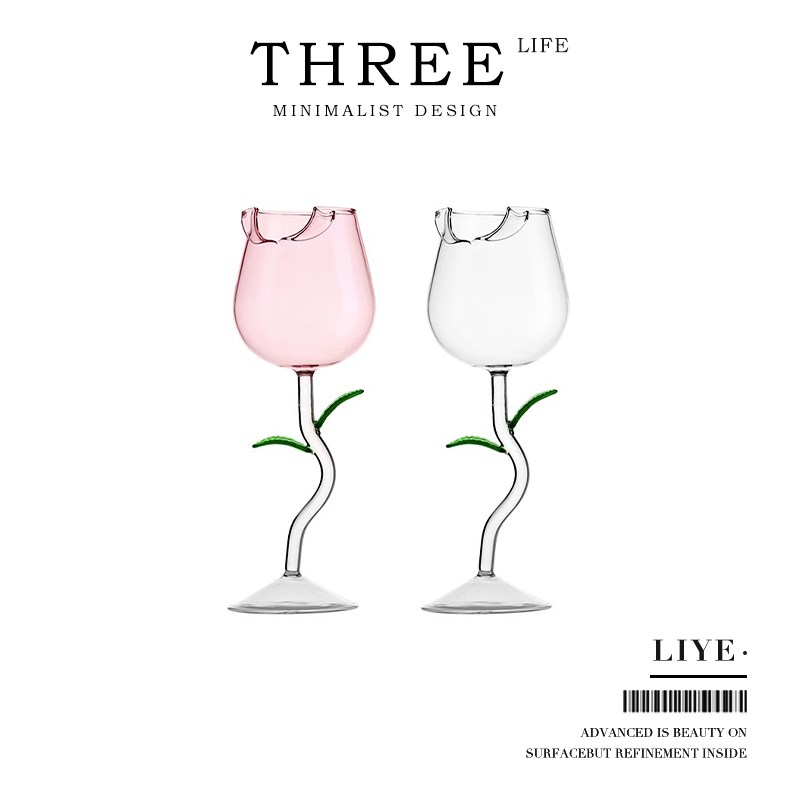TlifeLiYe酒具ins创意玫瑰花高颜值葡萄酒高脚杯红酒杯 丽叶