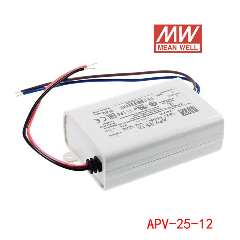 明纬开关电源APV-25-5/12/15/24/36V恒压LED照明电子屏字幕屏25W