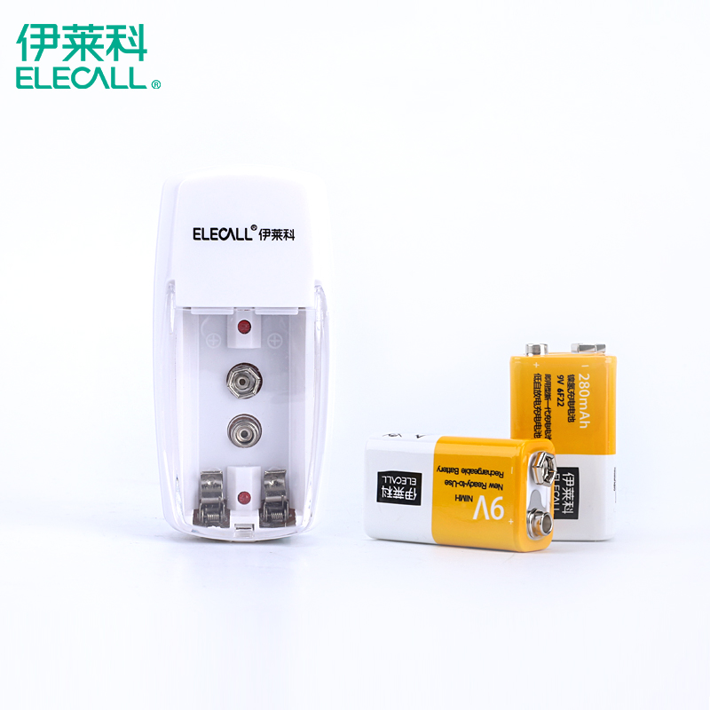 伊莱科9V充电电池充电器通用5号7号9V电池套装9伏万用表钳形表用