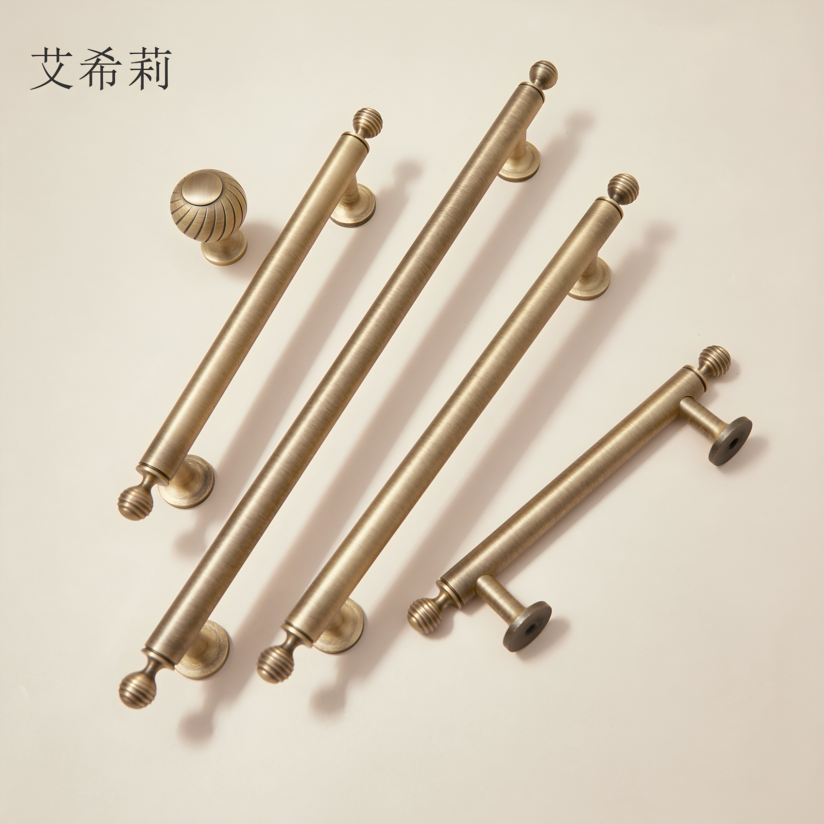 中古风黄铜圆球复古拉手古铜色