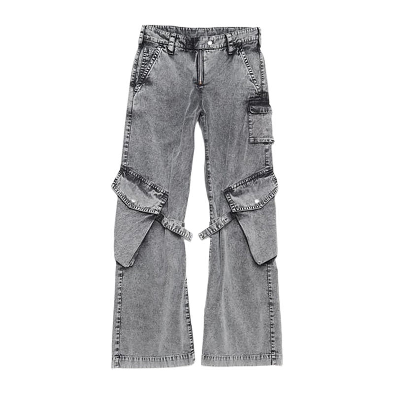 Acne Studios 女士复古做旧直筒工装牛仔裤 烟灰色 AK0866 DBH
