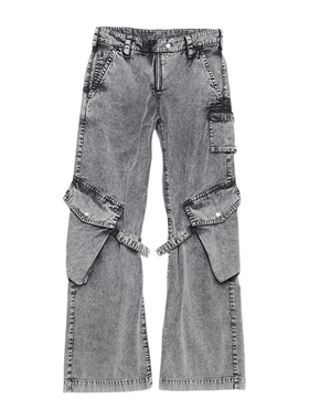 Acne Studios 女士复古做旧直筒工装牛仔裤 烟灰色 AK0866 DBH