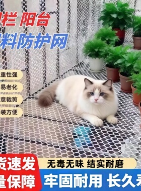 加厚阳台防护网拦猫网防盗窗封窗安全网围栏网防掉坠落塑料网格网
