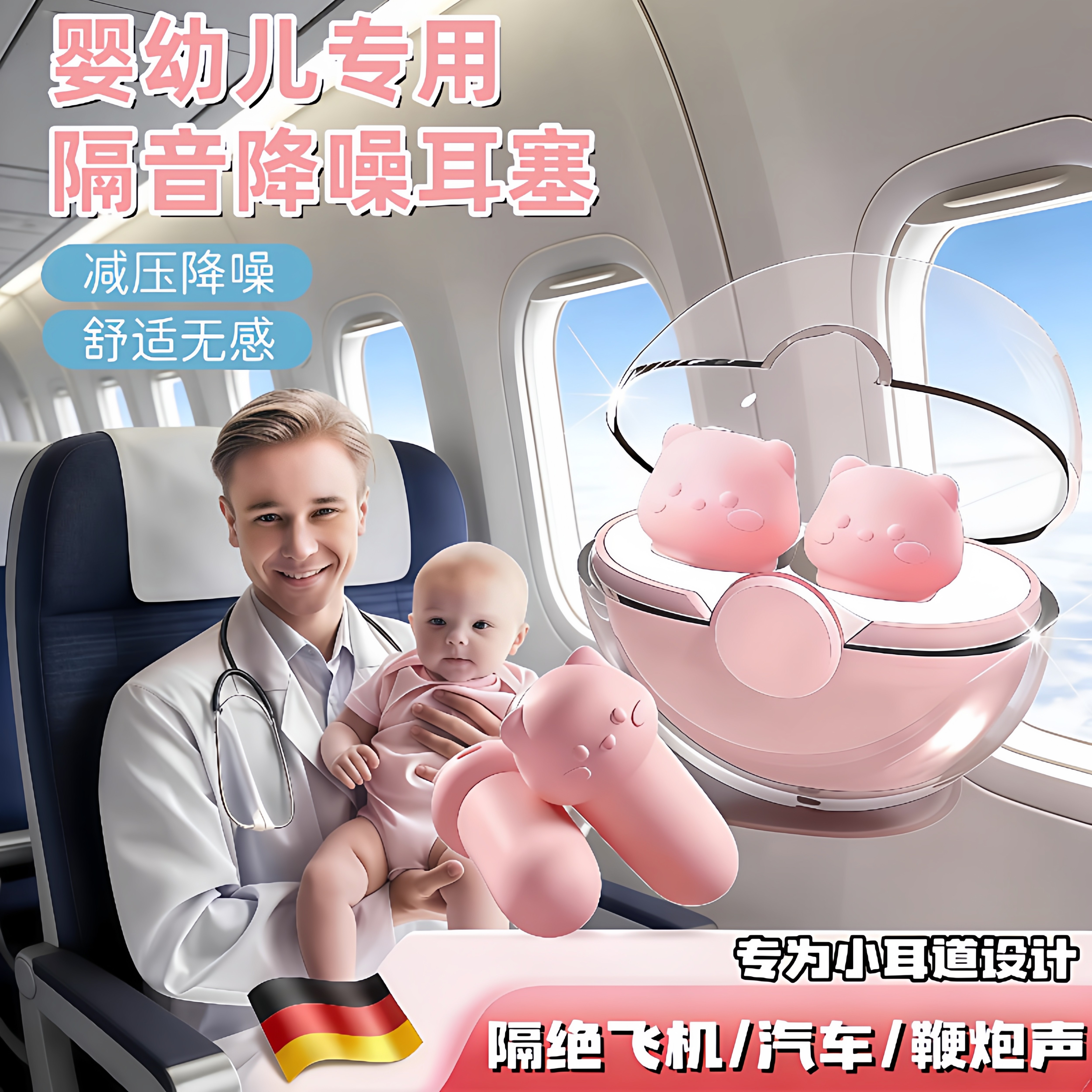 婴儿耳塞宝宝耳塞防噪声鞭炮声降噪儿童助眠睡觉专用隔音不伤耳朵