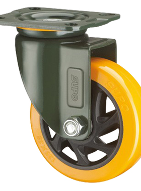 SUPO向荣脚轮05S系列3/4/5/6英寸橙色聚氨酯PU双轴承万向刹车轮