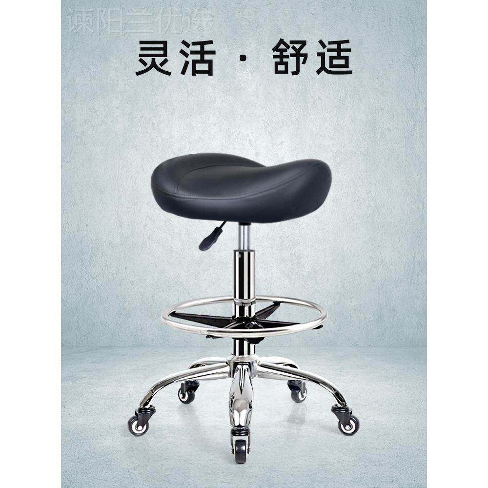 加高款升椅子靠背降转椅滑轮房MDC炒厨做饭收银前台理发师凳菜J^
