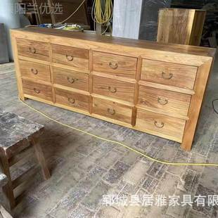 复古老门板CFE实木玄关厅柜家用中客储斗物柜装 老榆木柜式 饰柜餐