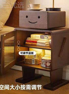 Bw1【桃胡色温馨】实木床柜卧室储物收纳柜厅床边置物柜92281客边