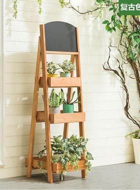 ll实木EHZ画收板架花子写字纳置物室内多层阳肉台客厅多花盆架
