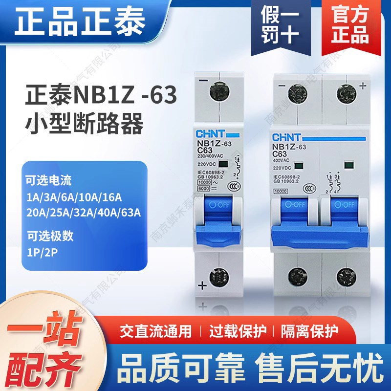正泰交直流断路器空气NB1Z -63 1P 2P C 10A20A25A40A63A DC220V
