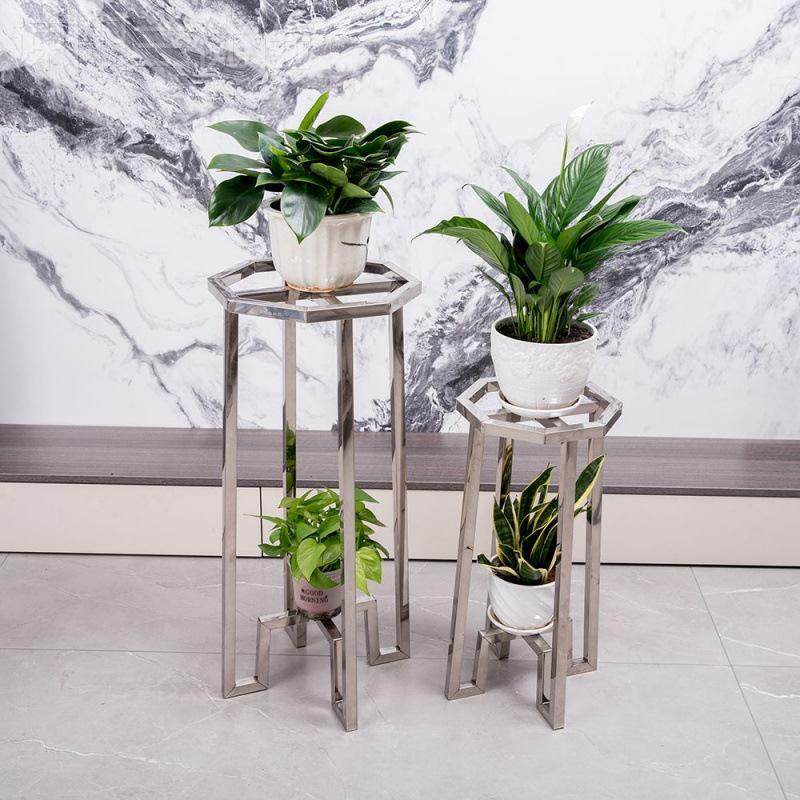 轻奢不锈钢花架现代简约物架客厅置落地式萝架层UGV省空间花绿多