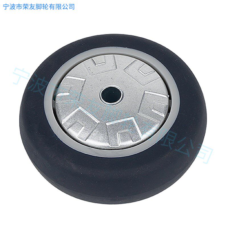 中型脚轮2.5/3/4/5寸双轴承人造橡胶TPR单轮防缠绕超静音圆面轮子