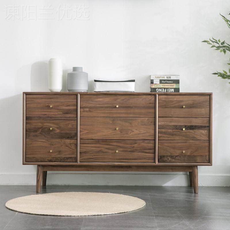 全斗柜黑收柜纳橱柜储物斗客厅胡桃木实木九卧储物GOC室边柜北美