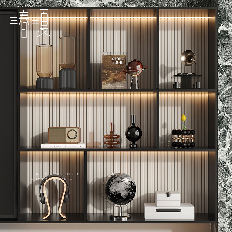 轻奢高级感客厅电视柜背景墙壁龛摆件小众高档酒柜开放格软装饰品