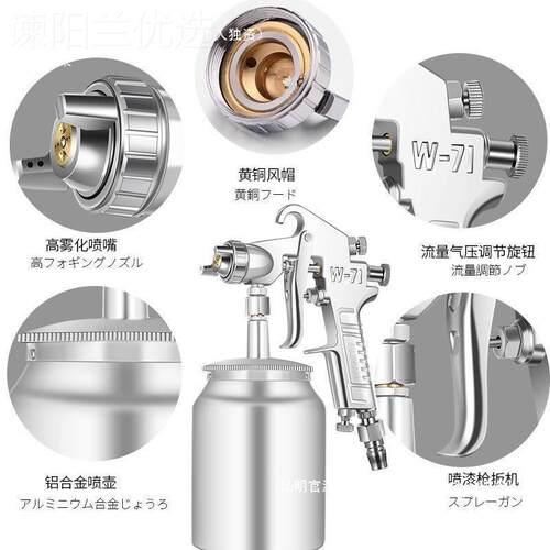 JWM藤W7汽原车油漆喷7枪上壶气动工具高雾化喷罐W71/F壶75下壶喷