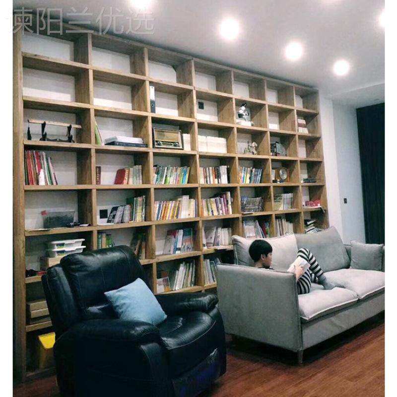 榆柜木书架实木落地书KJQ满墙厅隔子断吊柜格置物架客收纳多层摆