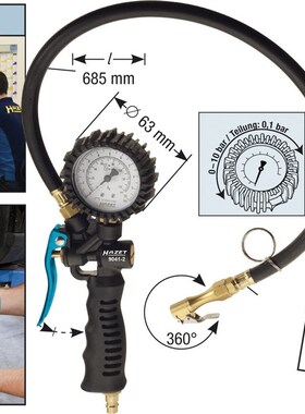 德国HAZET 9041-2CERT轮胎充气枪 胎压校正 进口高端汽车专用工具