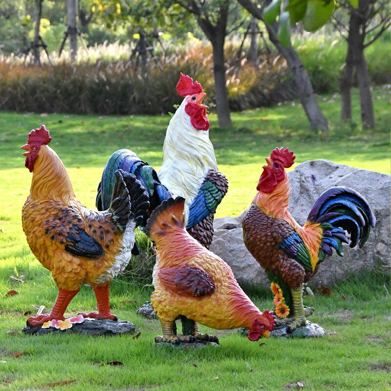 户外园林景观公园雕塑饭店农场仿真公鸡母鸡动物摆件花园庭院装饰