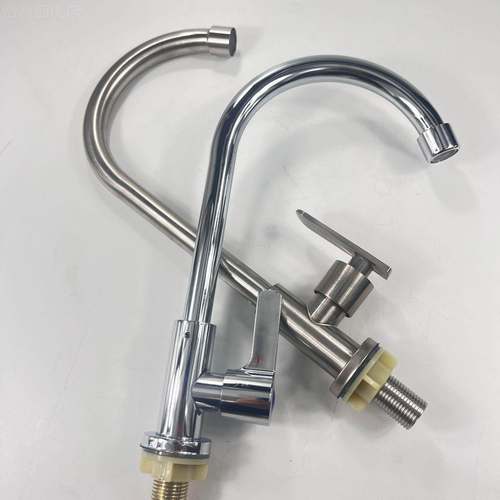 工厂直立式不锈钢单冷菜盆头旋铜转水龙厨房龙头芯UQX-973快开单