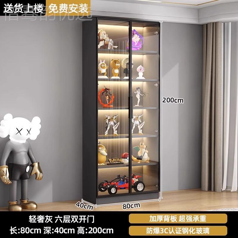 手用办柜带玻璃门整奢墙IZM防尘书架模轻乐高型展示陈列家客厅柜