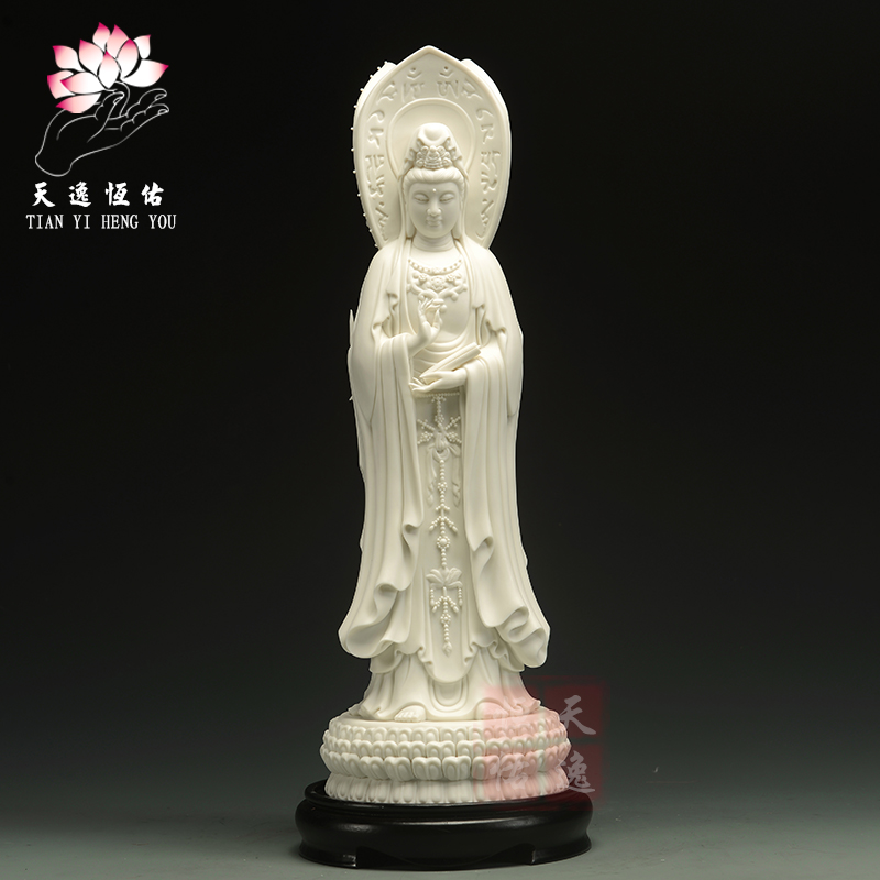 陶瓷南海三面观音像陶瓷工艺品家居观音菩萨佛像风水镇宅供奉摆件