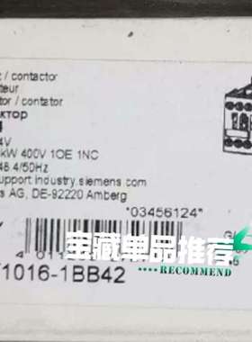 直流接触器3RT1016-1BB42 DC24V    正品议价