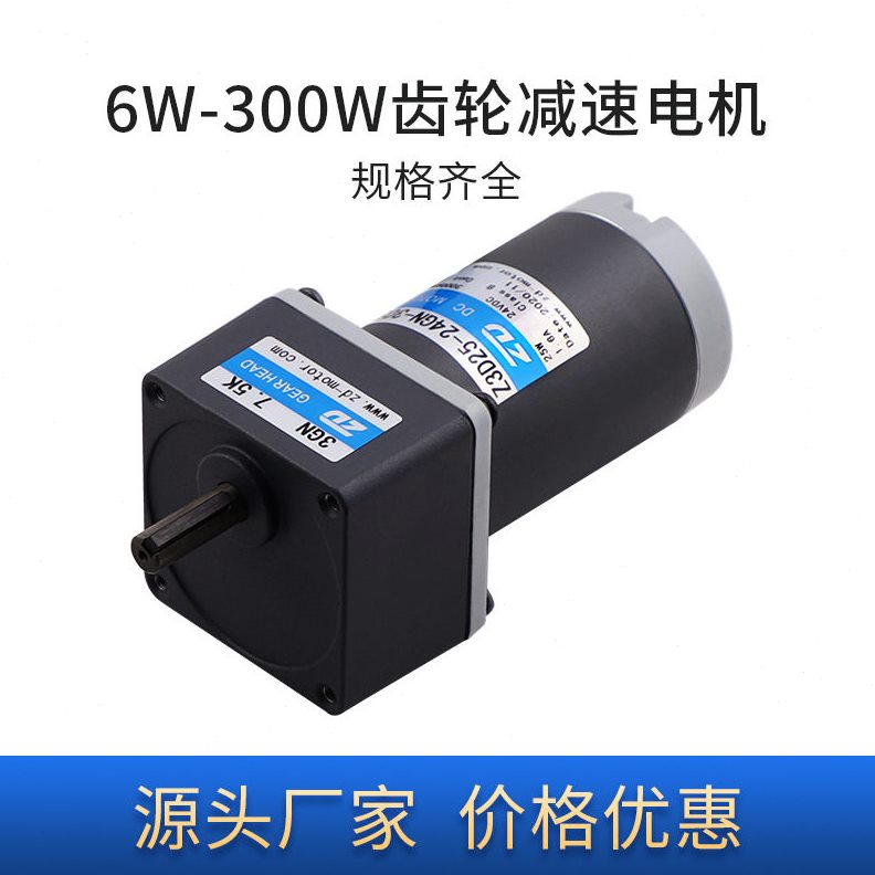 直销中大电机微型直流有刷齿轮速电机6W~300W电机DC12V~220V齿轮