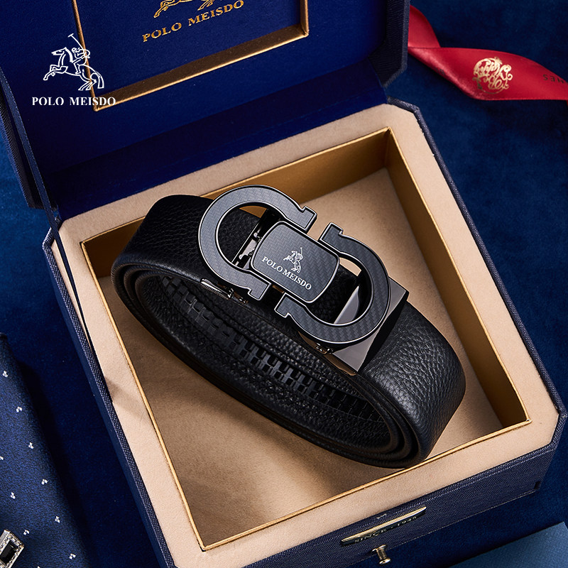 正品保罗男士真皮自动扣腰带