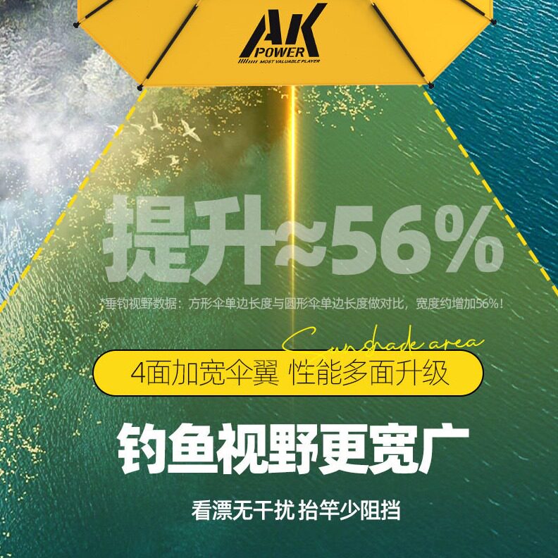 直销渔之源钓鱼伞2024新款防晒防暴雨加厚黑胶遮阳伞万向拐杖伞
